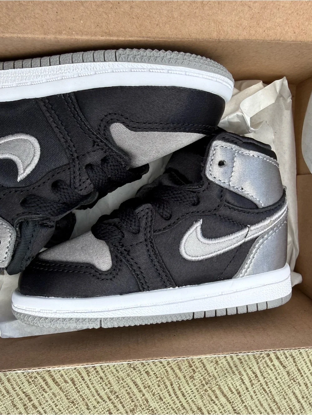Nike Kids Black and Gray High-Top Sneakers with White Sole